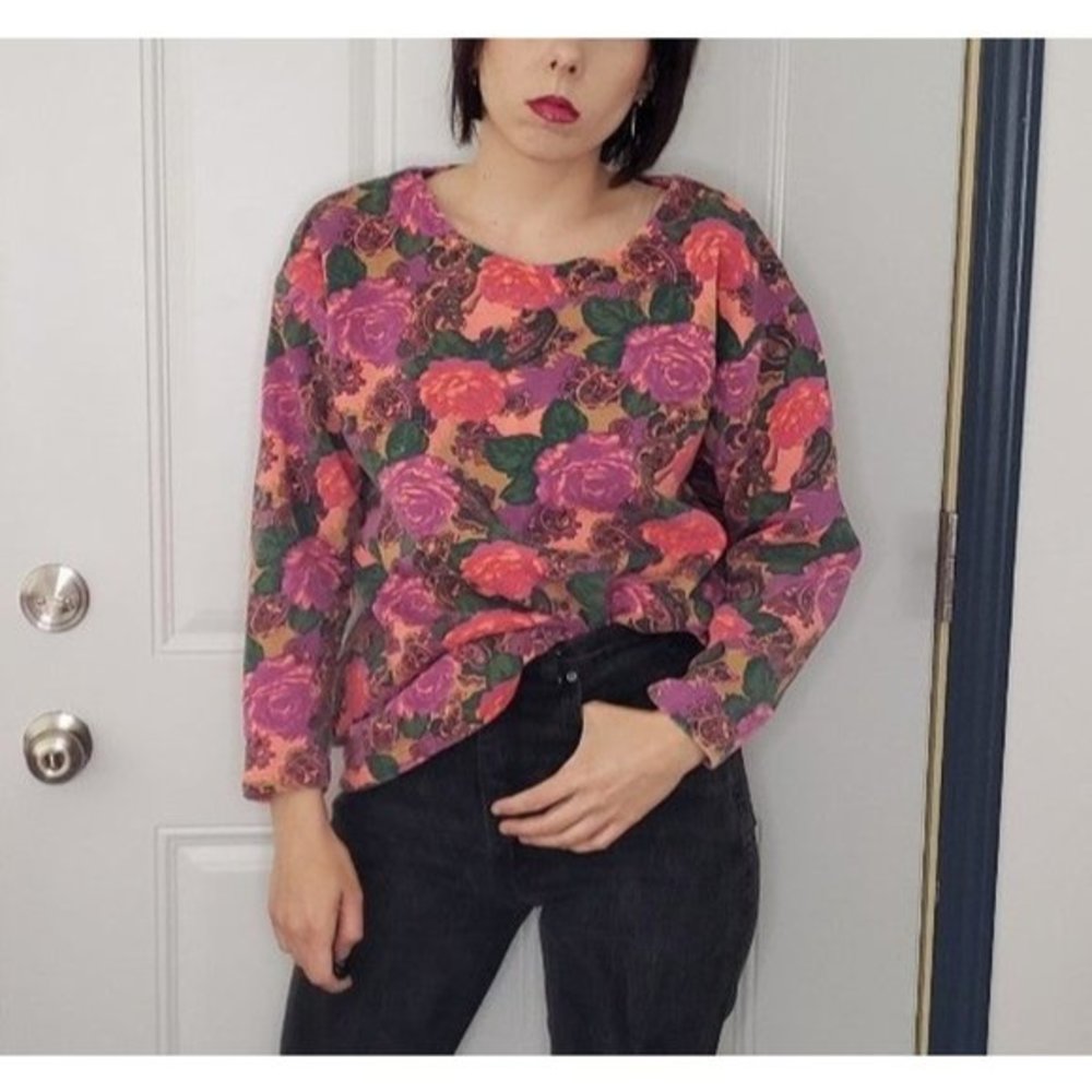 90s Neon Rose Sweater